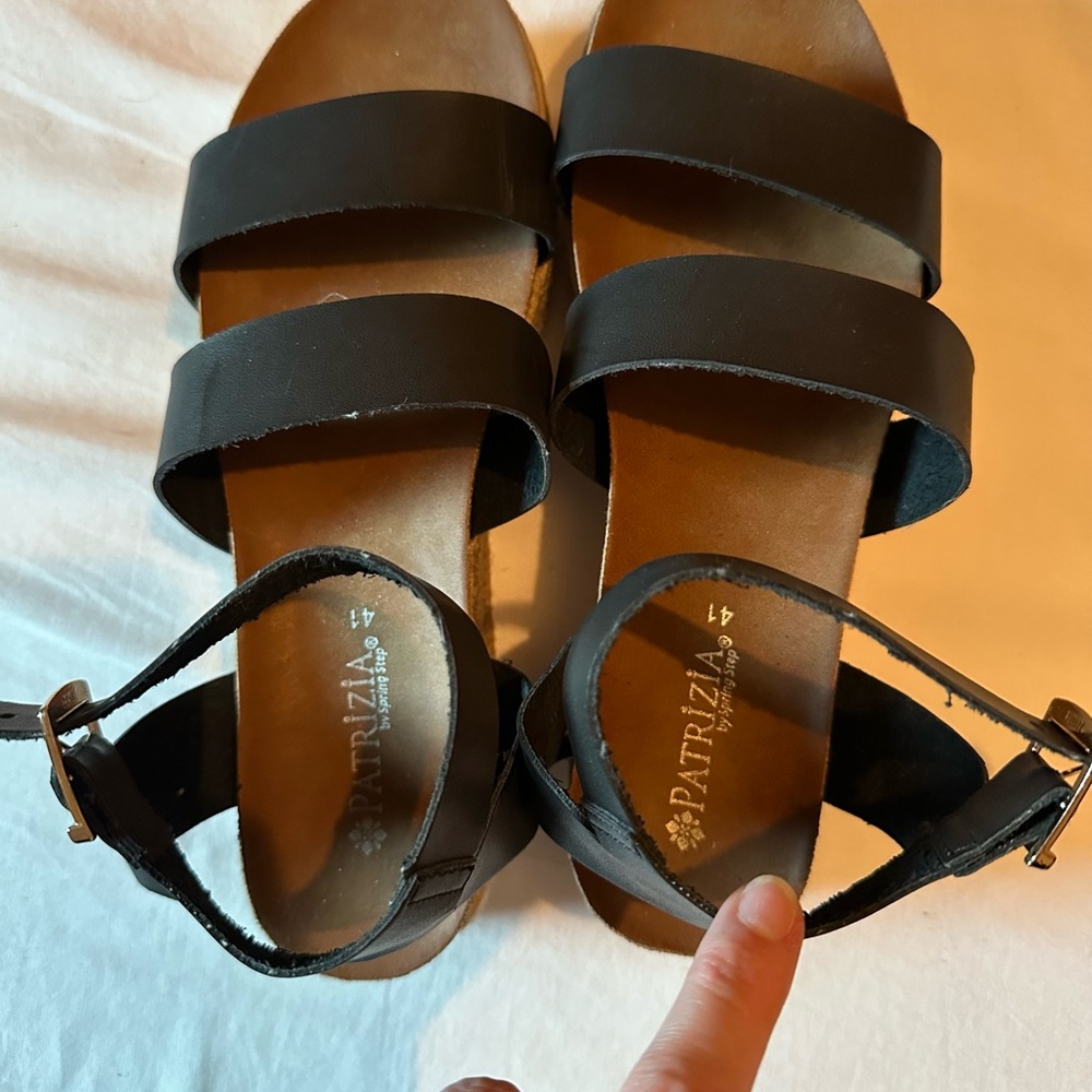 Patrizia Larissa Espadrille Black Sandals, Sz 10